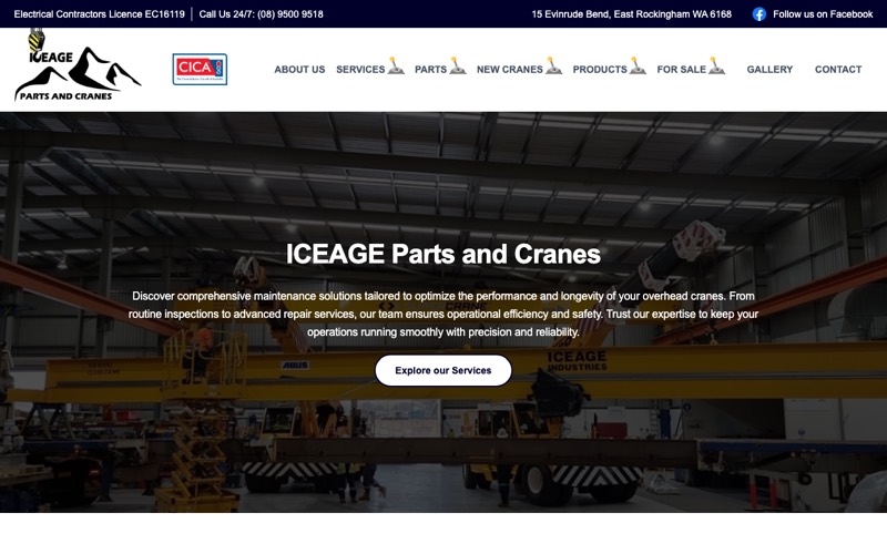 ICEAGE Parts and Cranes website