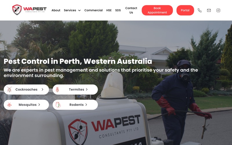 WA Pest Consultants website